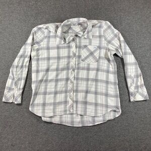 Vineyard Vines Womens Gray Plaid Long Sleeve Button Down Shirt Size 16